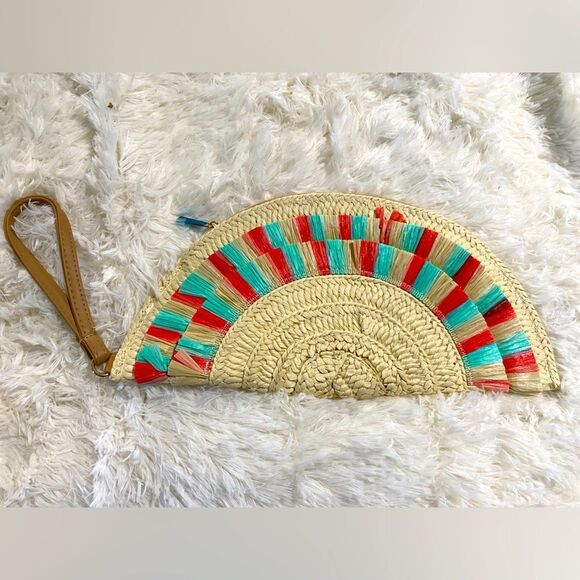 Handbags - Boho Straw Multicolored Clutch NWOT